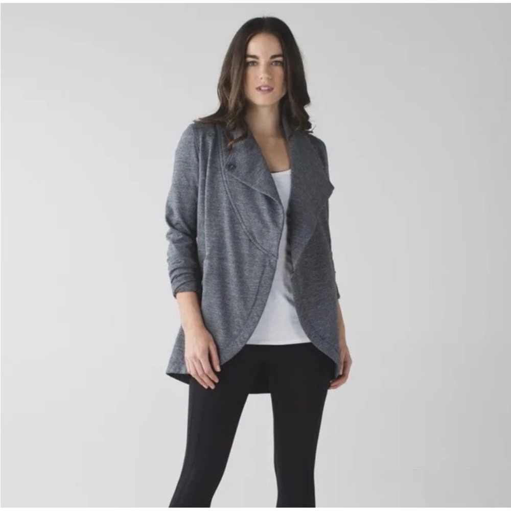 Lululemon That's A Wrap Cardigan Heathered Snow Slub Coal Gray 10